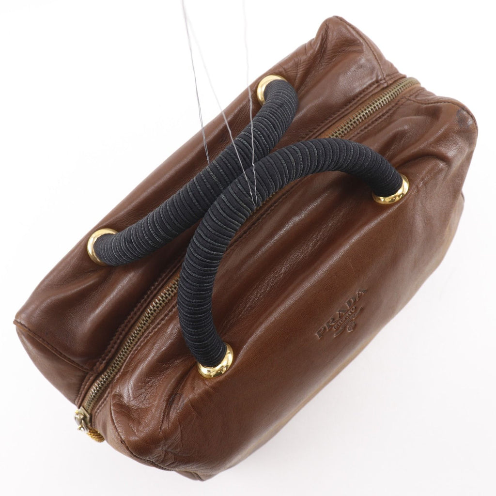 Prada Logo Leather Brown Handbag — view 5