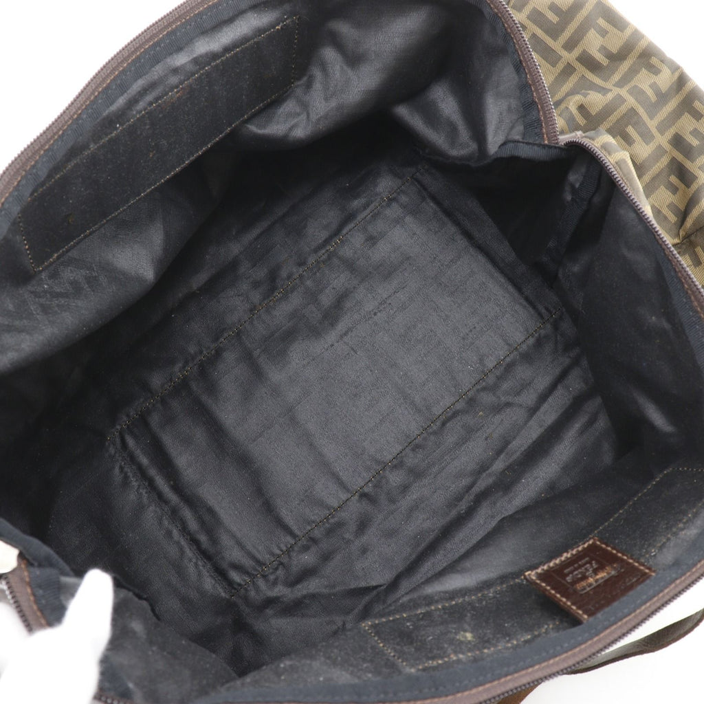Fendi Zucca Folding Nylon Canvas Brown Boston Bag — view 6