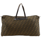Fendi Zucca Folding Nylon Canvas Brown Boston Bag