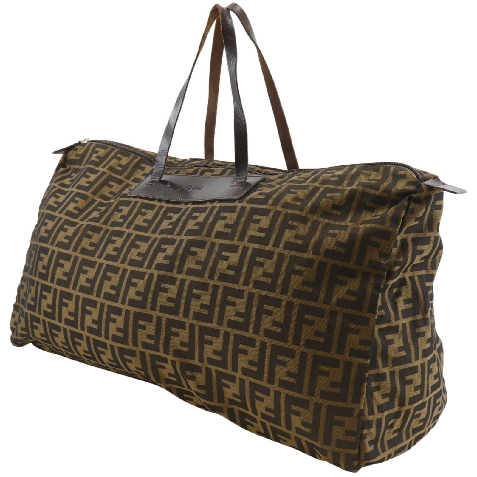 Fendi Zucca Folding Nylon Canvas Brown Boston Bag — view 2