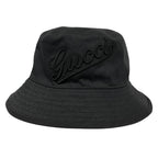 Gucci Bucket Hat Logo Embroidery M 58 Black