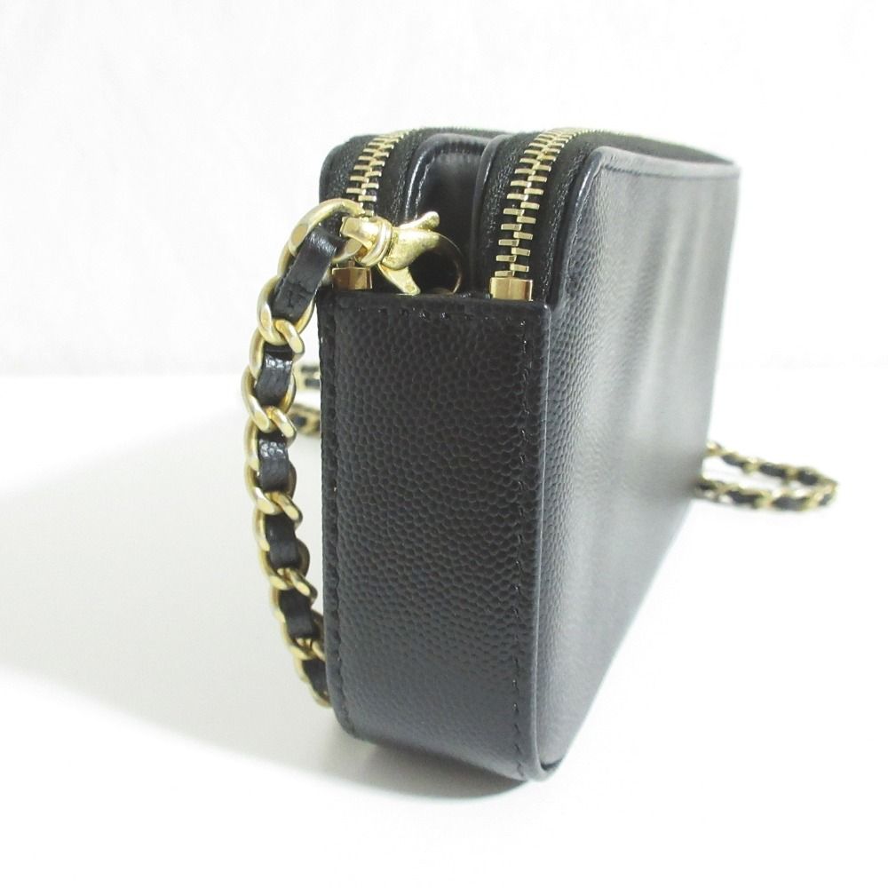 Chanel Deauville Caviar Leather Chain Wallet Shoulder Bag Black — view 4