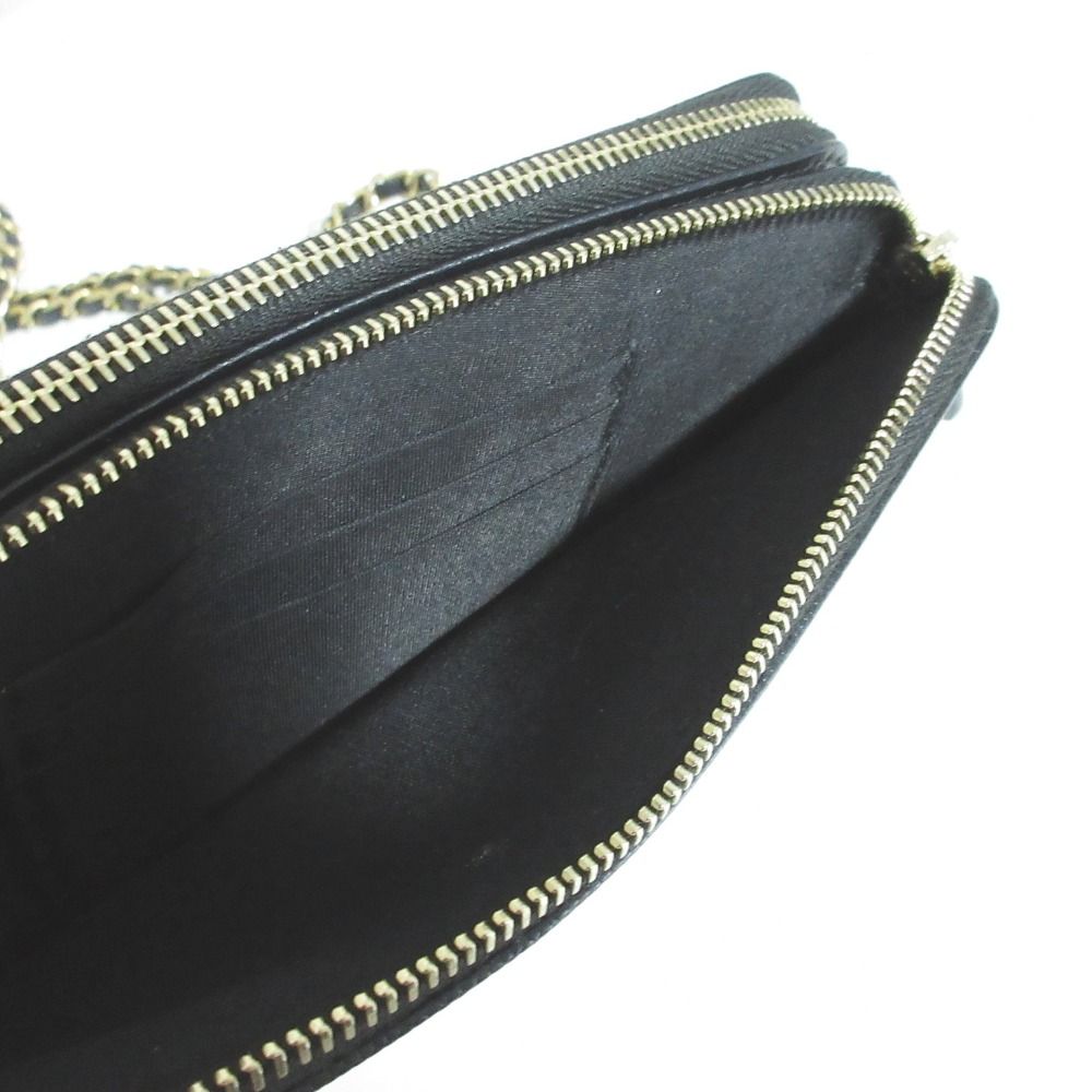 Chanel Deauville Caviar Leather Chain Wallet Shoulder Bag Black — view 7