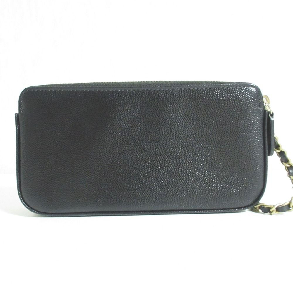 Chanel Deauville Caviar Leather Chain Wallet Shoulder Bag Black — view 2