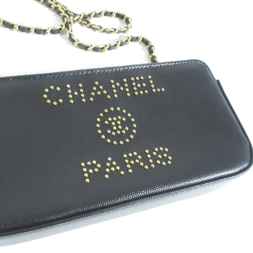 Chanel Deauville Caviar Leather Chain Wallet Shoulder Bag Black — view 6