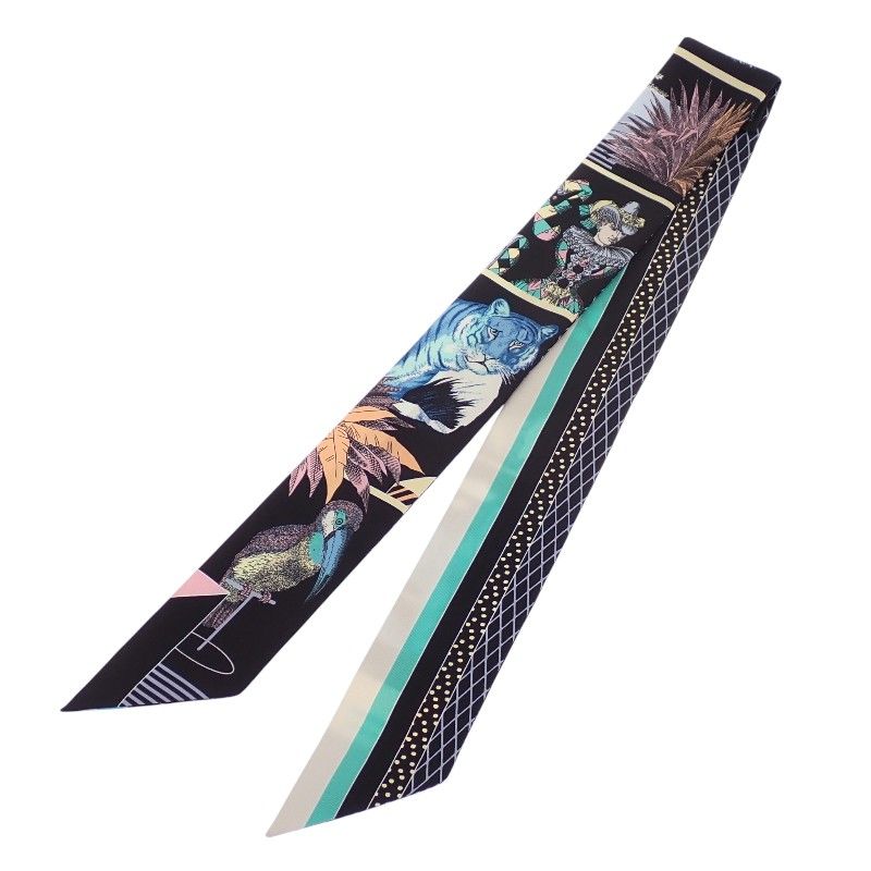 Hermes Twilly Grand Teatro Nouveau Scarf Silk Black Box — view 2