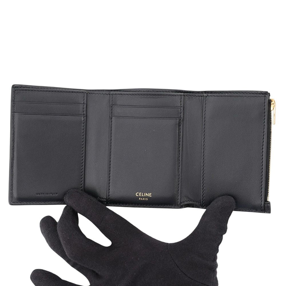Celine Trifold Wallet Fine Strap Nino Leather Black — view 4
