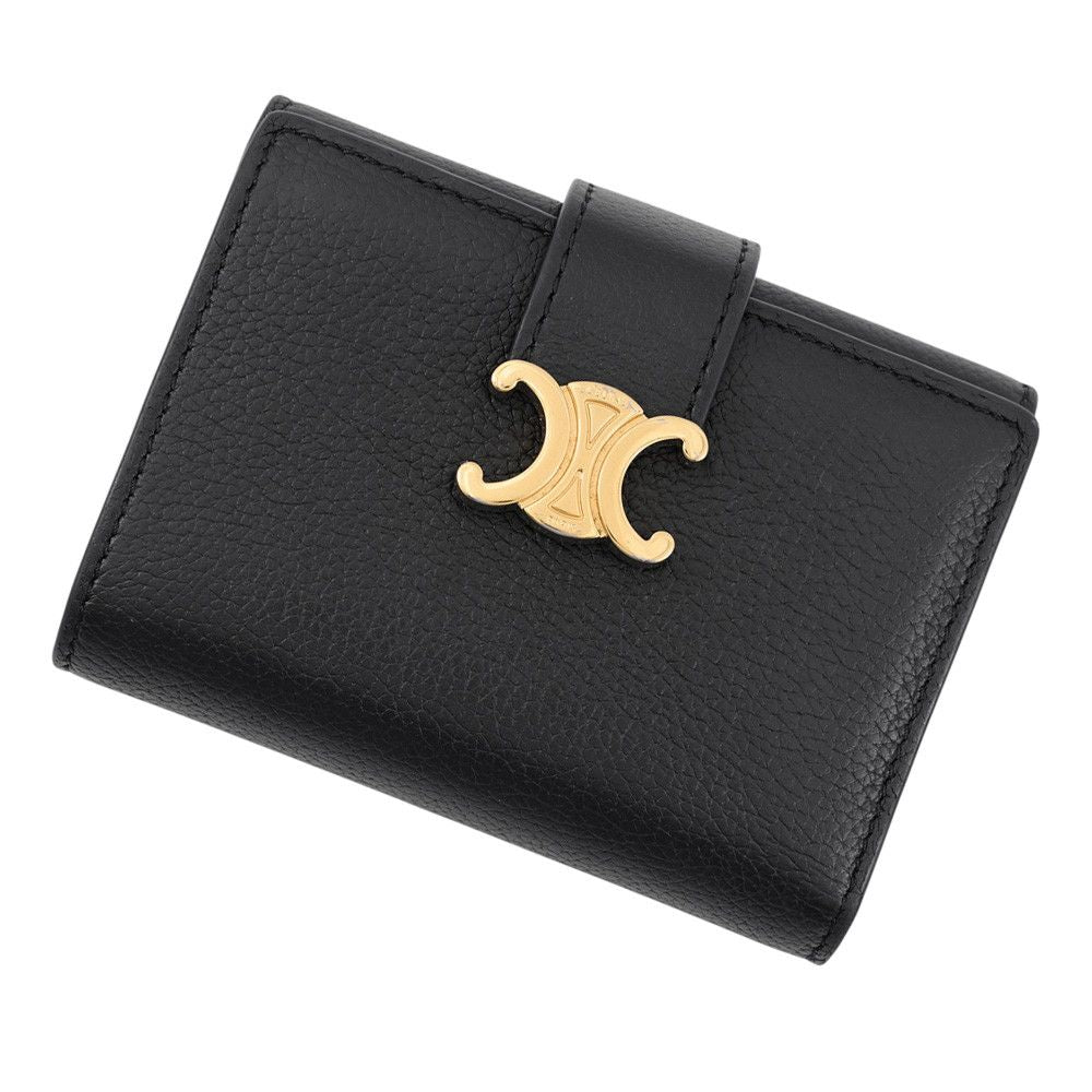 Celine Trifold Wallet Fine Strap Nino Leather Black