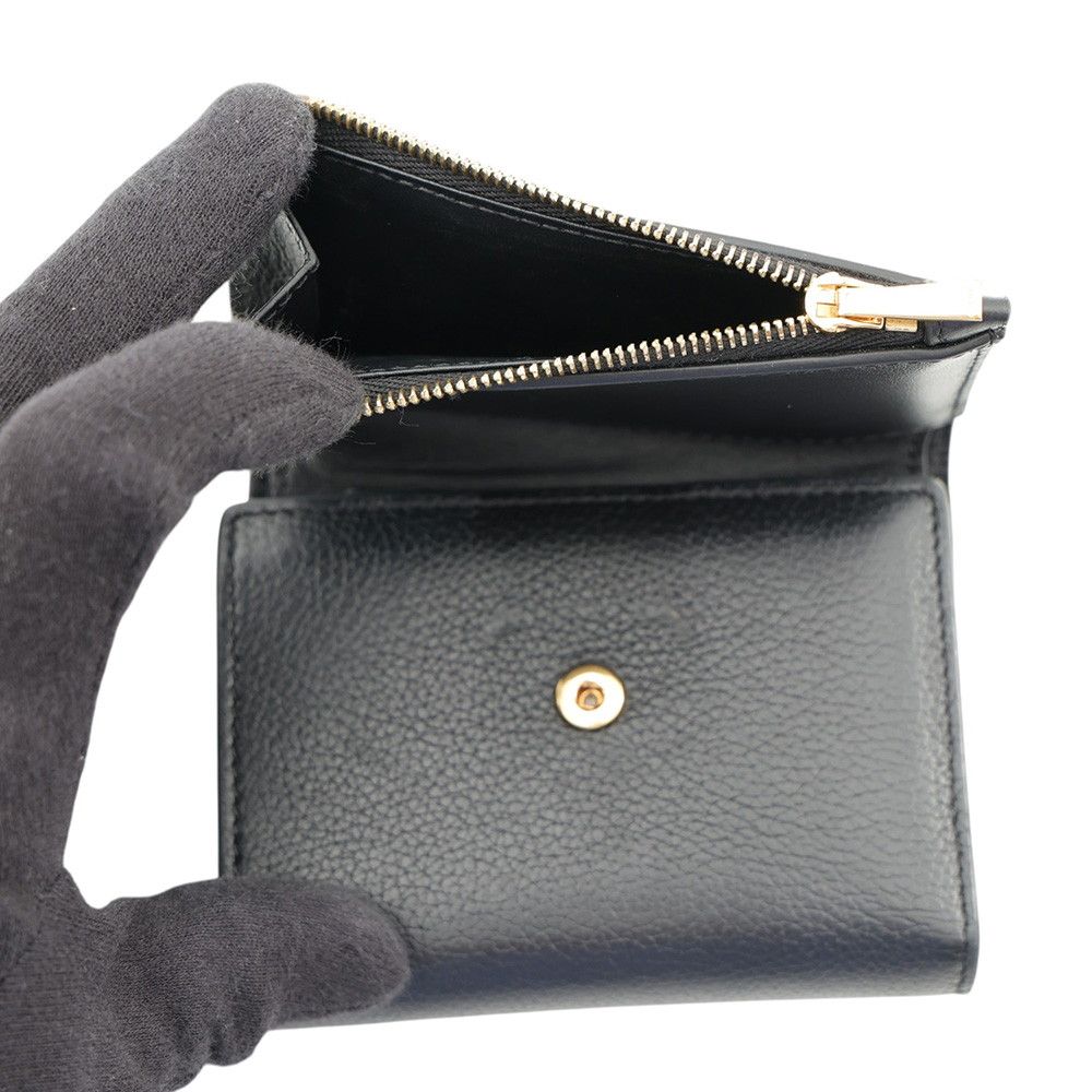 Celine Trifold Wallet Fine Strap Nino Leather Black — view 6