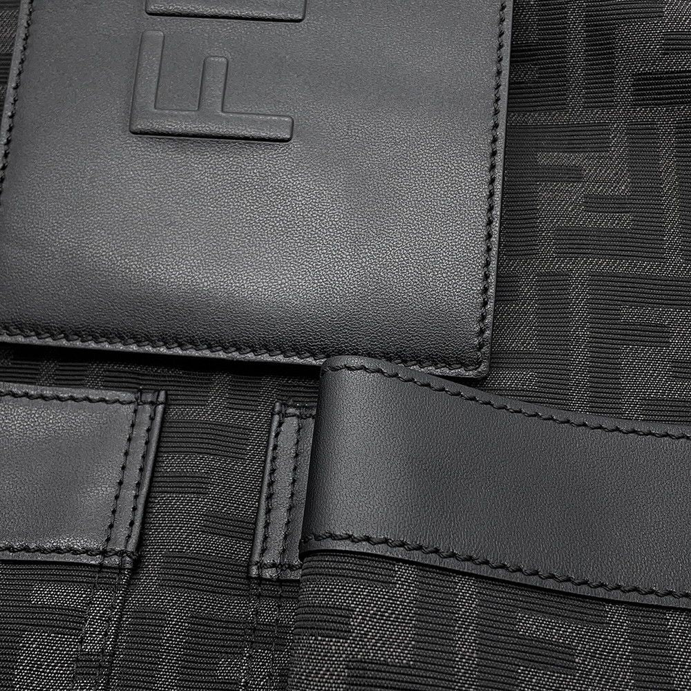 Fendi Backpack Drawstring FF Jacquard Leather Black — view 7