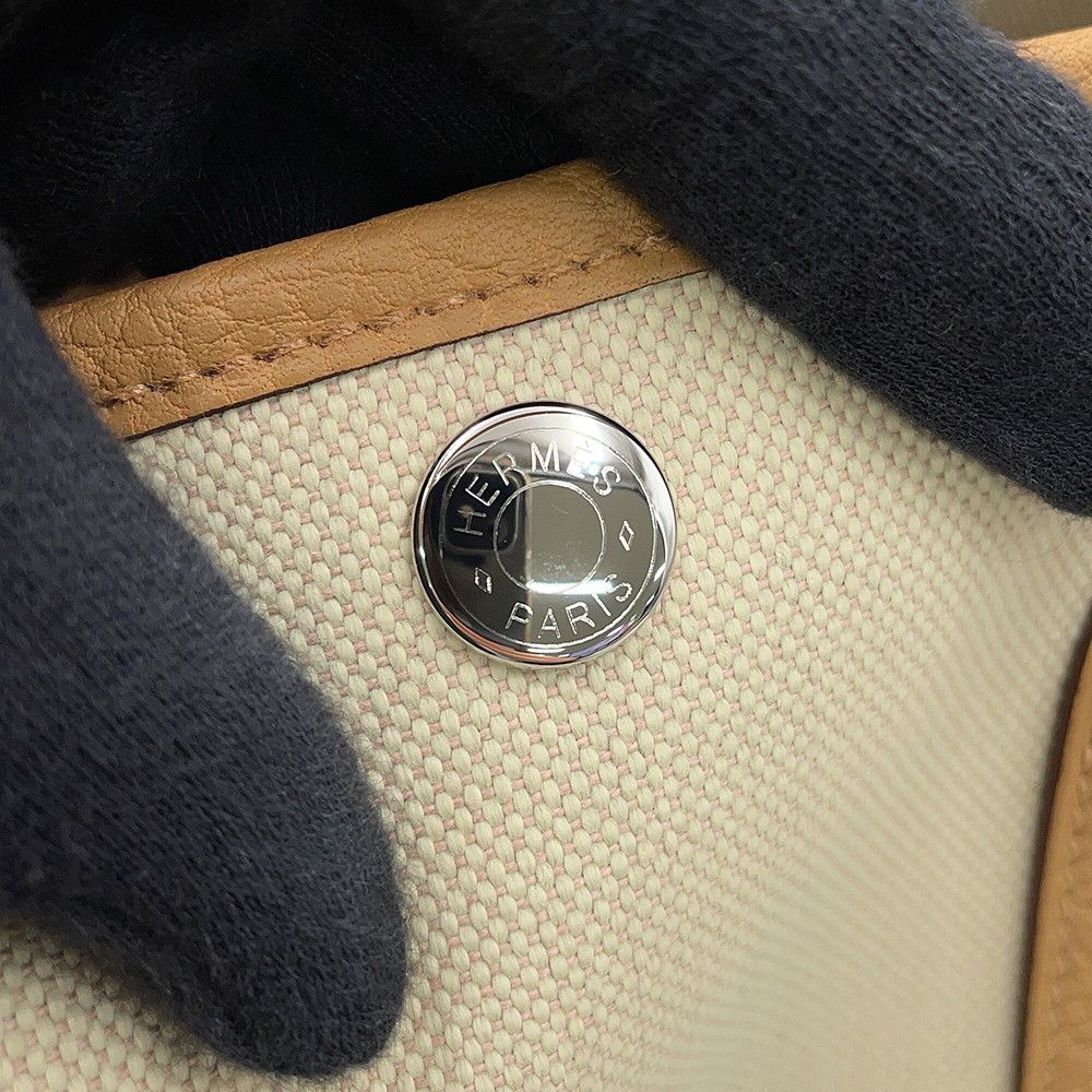 Hermes Tote Bag Garden Party TPM Beton Biscuit Silver Negonda Towal Military — view 6