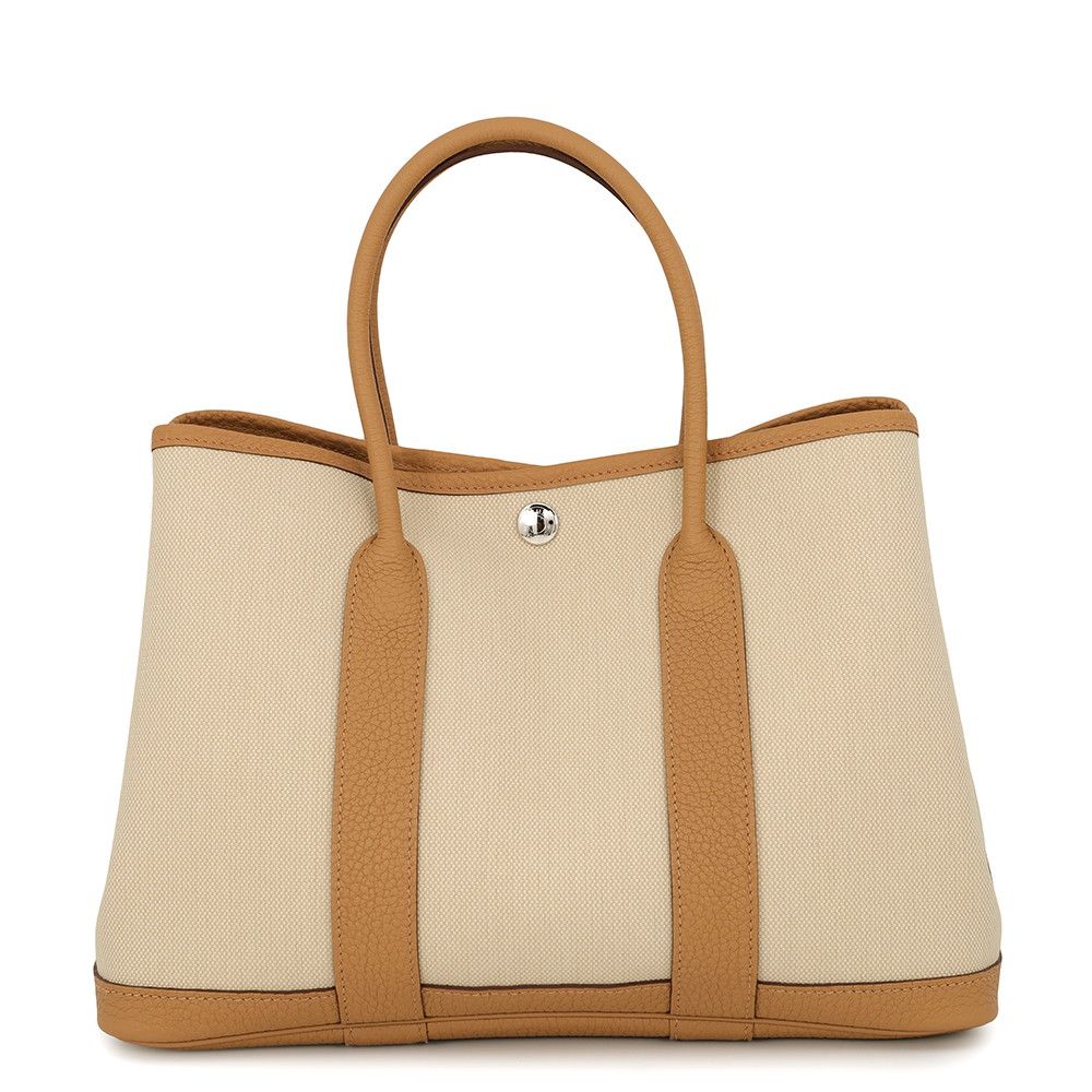 Hermes Tote Bag Garden Party TPM Beton Biscuit Silver Negonda Towal Military