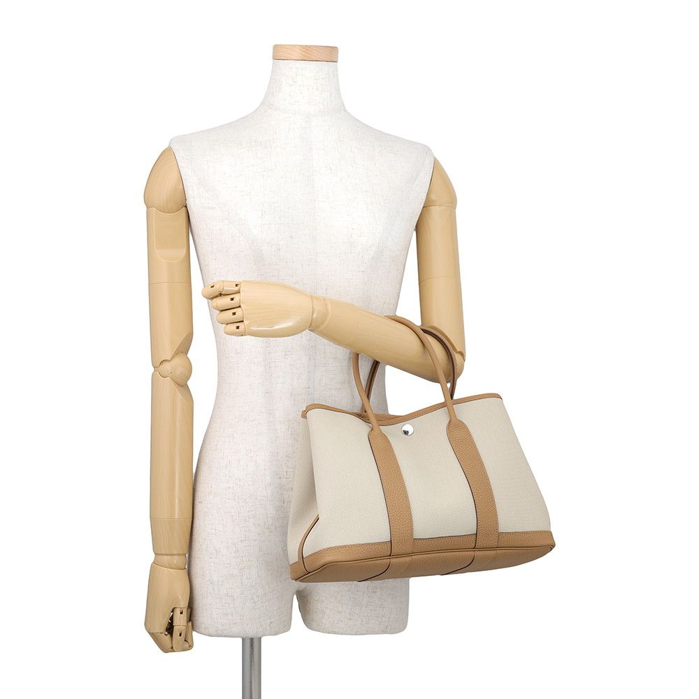 Hermes Tote Bag Garden Party TPM Beton Biscuit Silver Negonda Towal Military — view 4