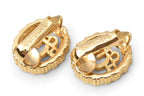 Dior Earrings Vintage Logo Rhinestone Gold — view 6