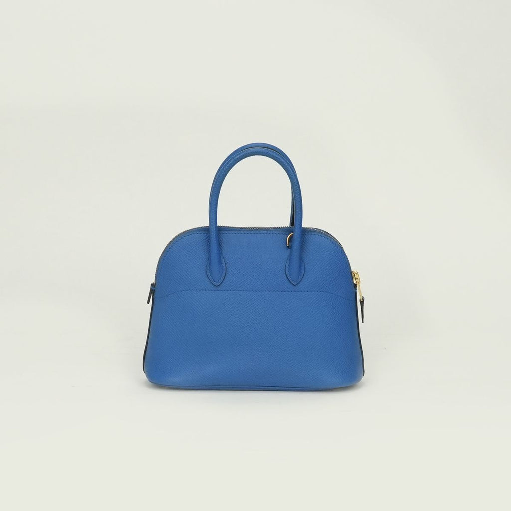 Hermes Bolide Mini 16 Shoulder Bag Courchevel Blue France Bleu Gold 2-Way — view 3