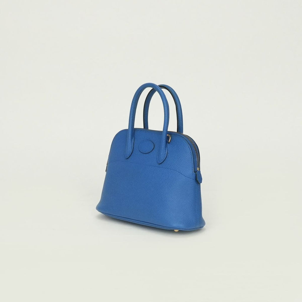 Hermes Bolide Mini 16 Shoulder Bag Courchevel Blue France Bleu Gold 2-Way — view 2