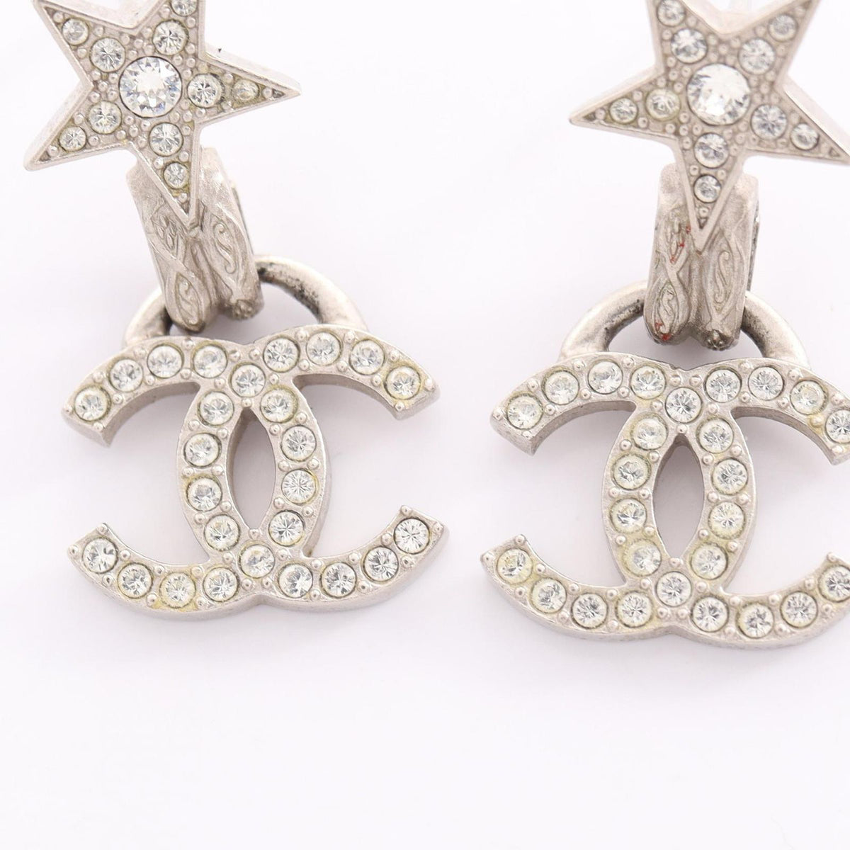 Chanel Earrings CC Logo Star Silver — view 7