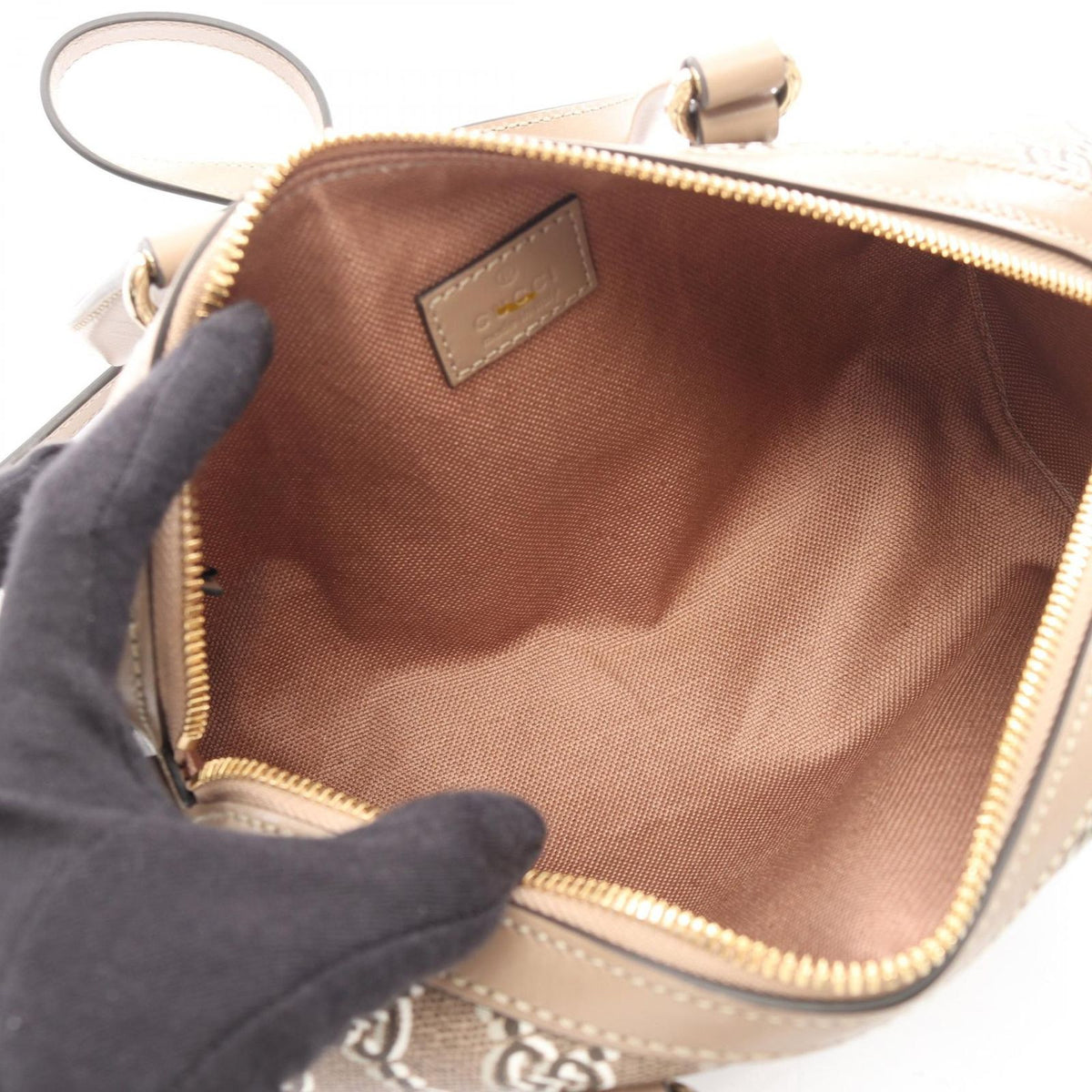 Gucci Handbag GG Shadow 2-Way Beige White Brown Canvas Leather — view 3