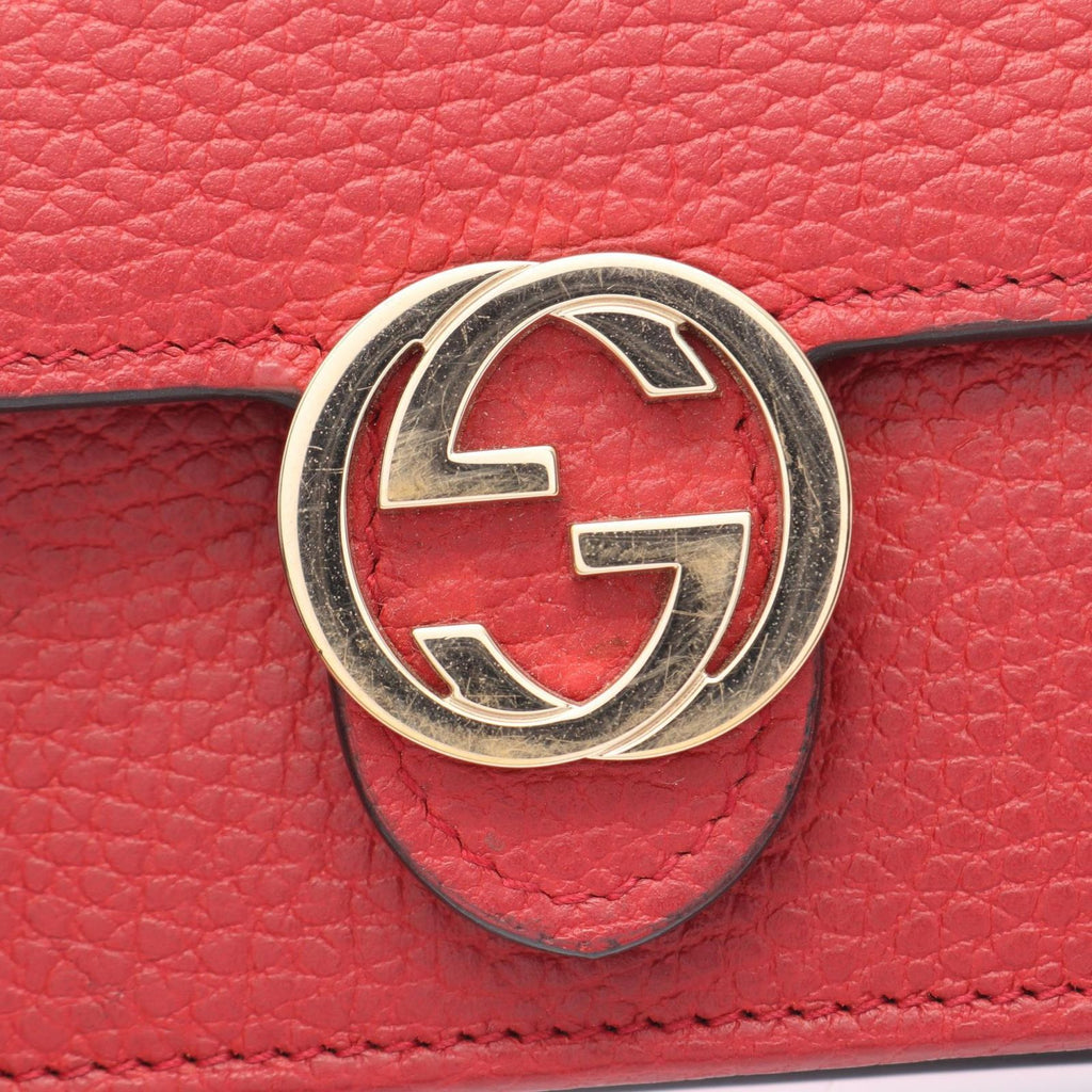 Gucci Shoulder Bag Interlocking Red Leather Chain Wallet — view 8