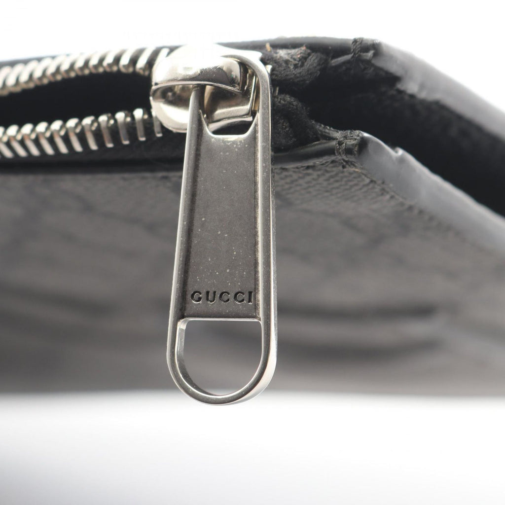 Gucci Clutch GG Supreme Gray Black Canvas Leather — view 8