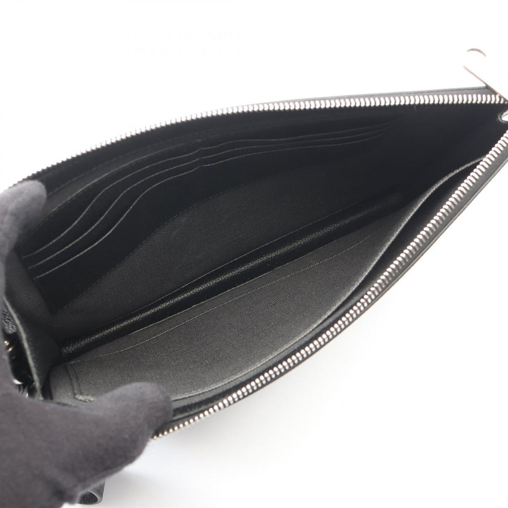 Gucci Clutch GG Supreme Gray Black Canvas Leather — view 3