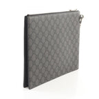 Gucci Clutch GG Supreme Gray Black Canvas Leather — view 2