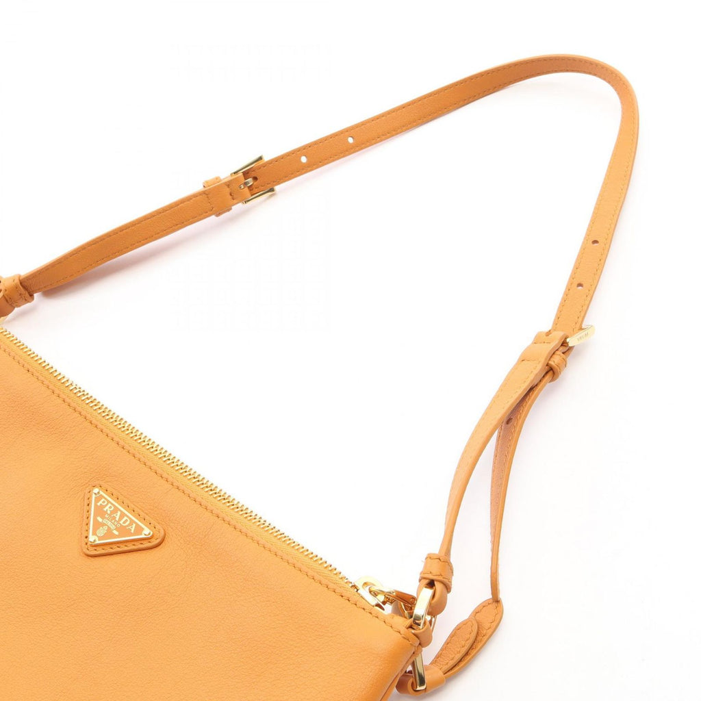 Prada Shoulder Bag Soft Grain Orange Leather Triangle Logo — view 6