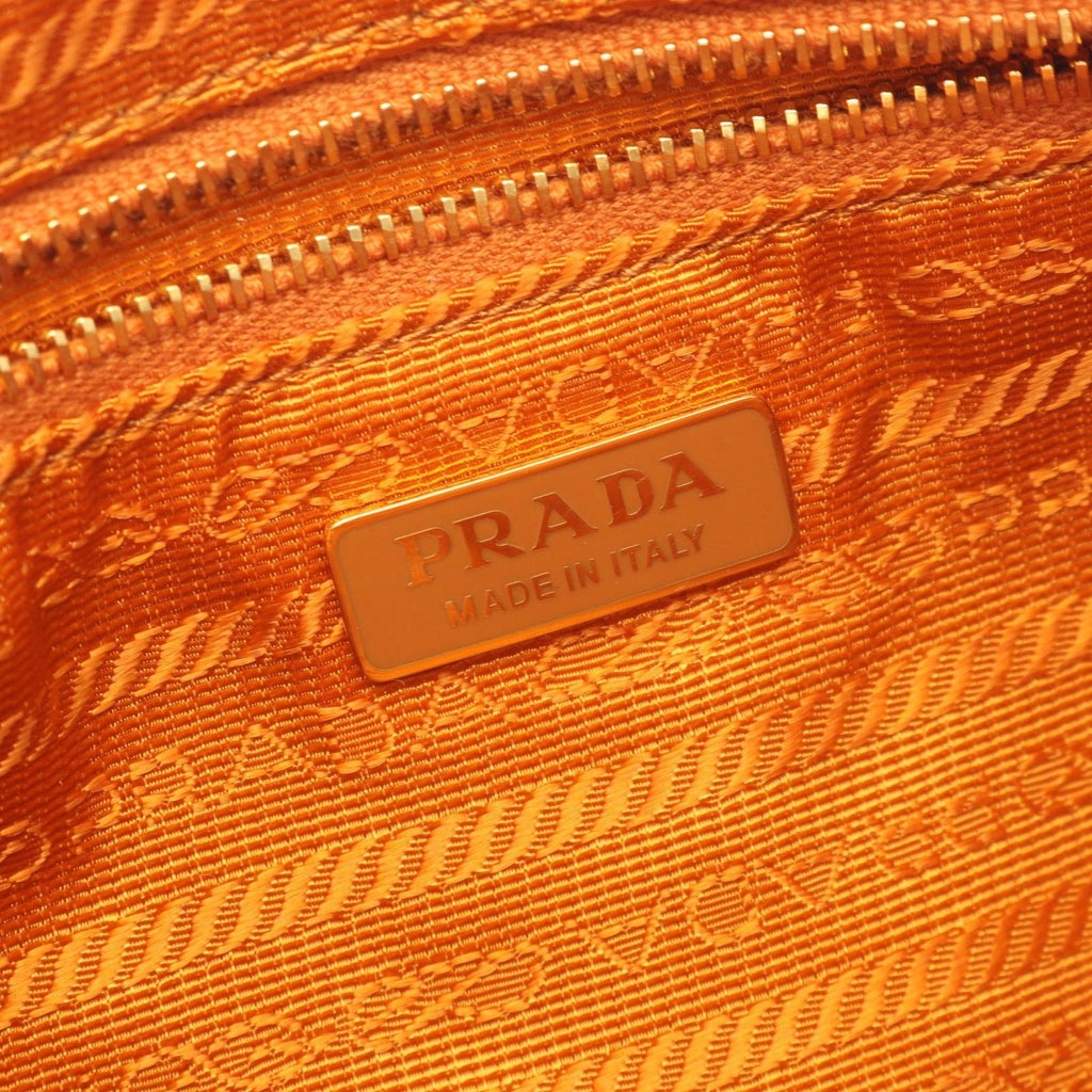Prada Shoulder Bag Soft Grain Orange Leather Triangle Logo — view 4