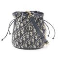 Dior Shoulder Bag 30 Montaigne Drawstring Mini Oblique Ivory Navy Canvas