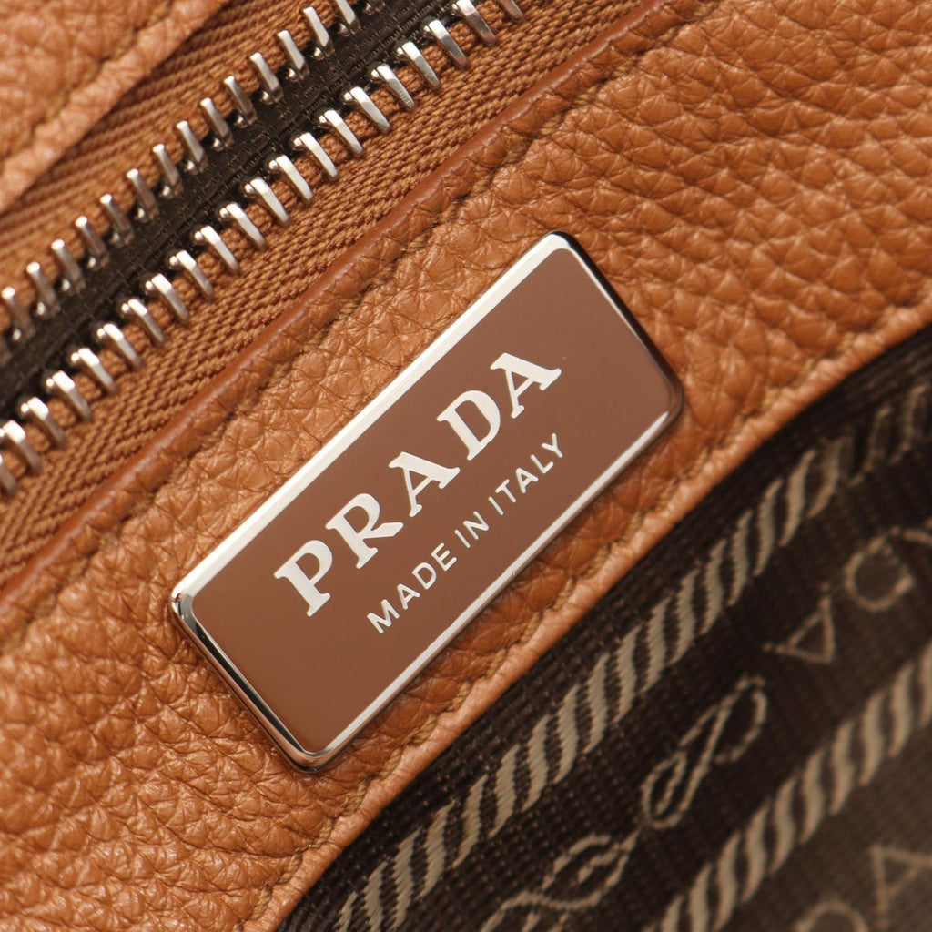 Prada Tote Bag Triangle Logo Brown Leather — view 4