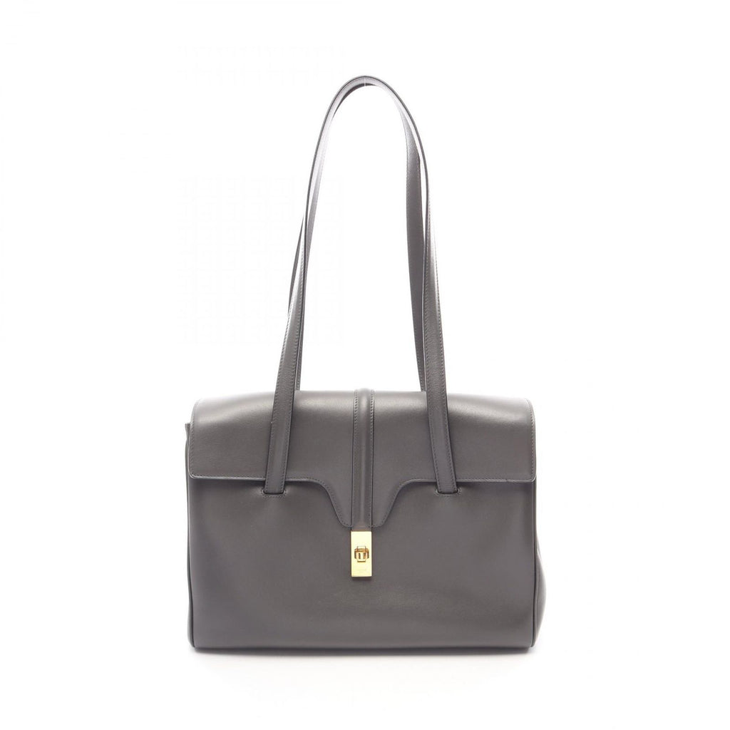 Celine Shoulder Bag Soft 16 Dark Gray Leather Saise