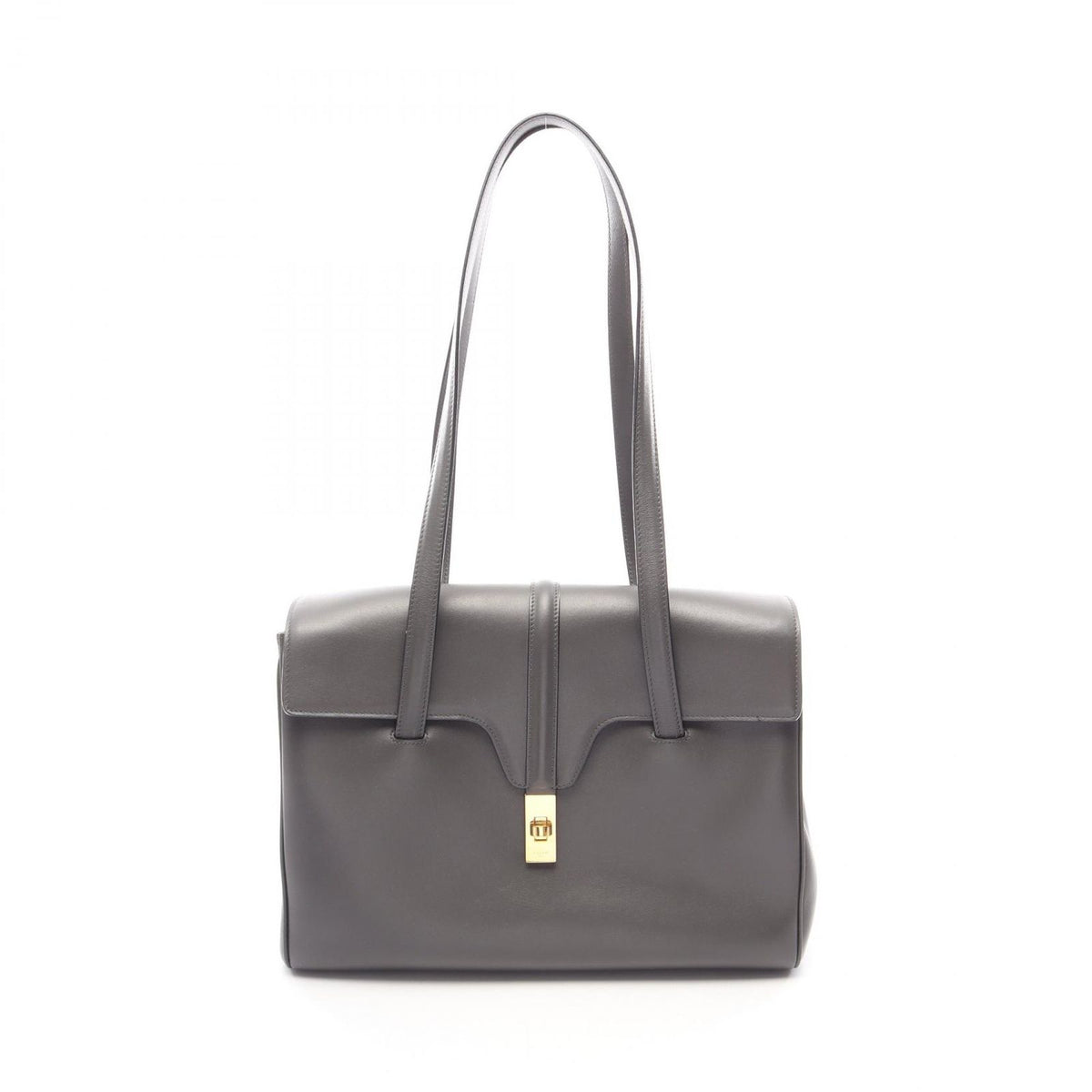 Celine Shoulder Bag Soft 16 Dark Gray Leather Saise