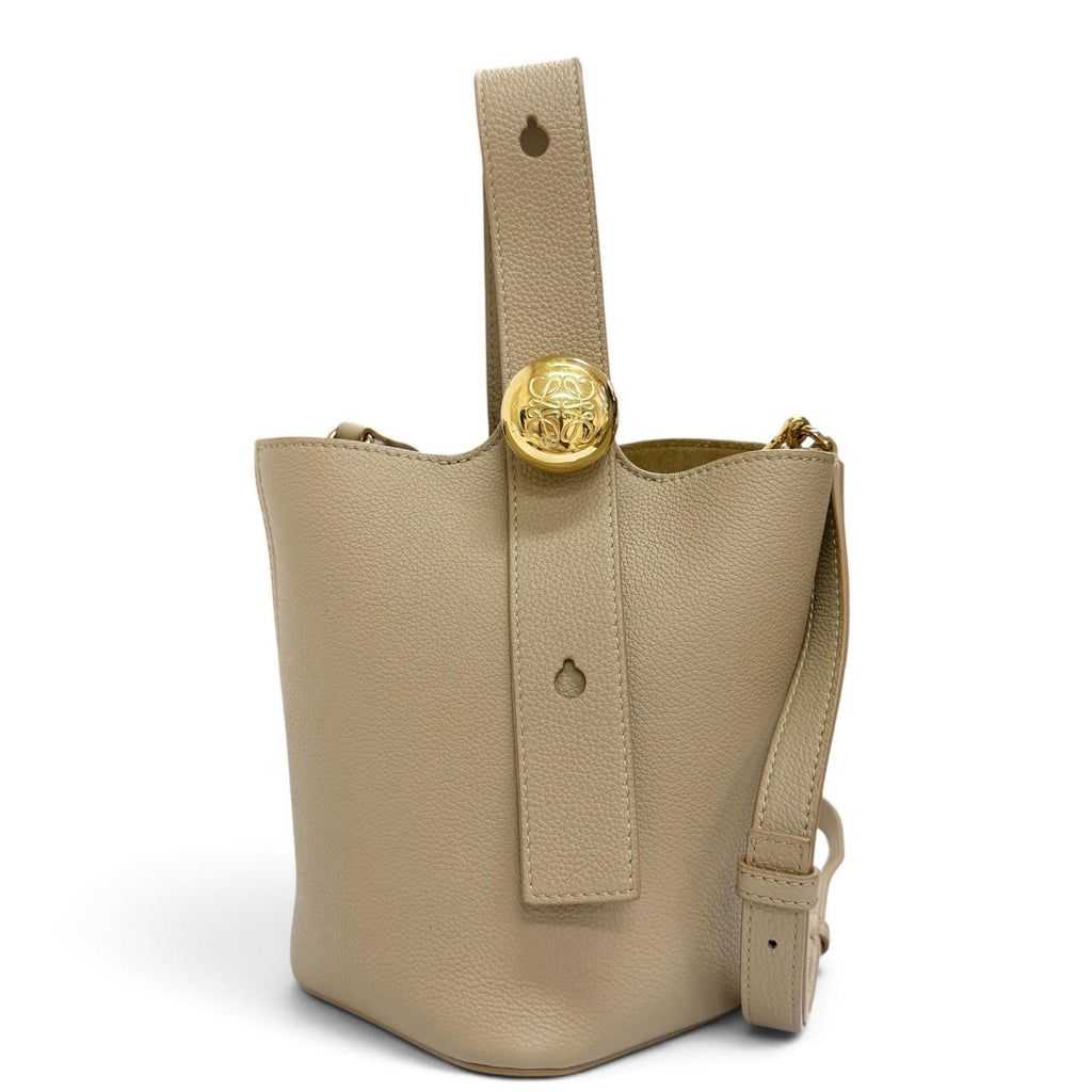 Loewe Pe Bucket Bag Mini Leather Gramgram 2-Way Beige Gold