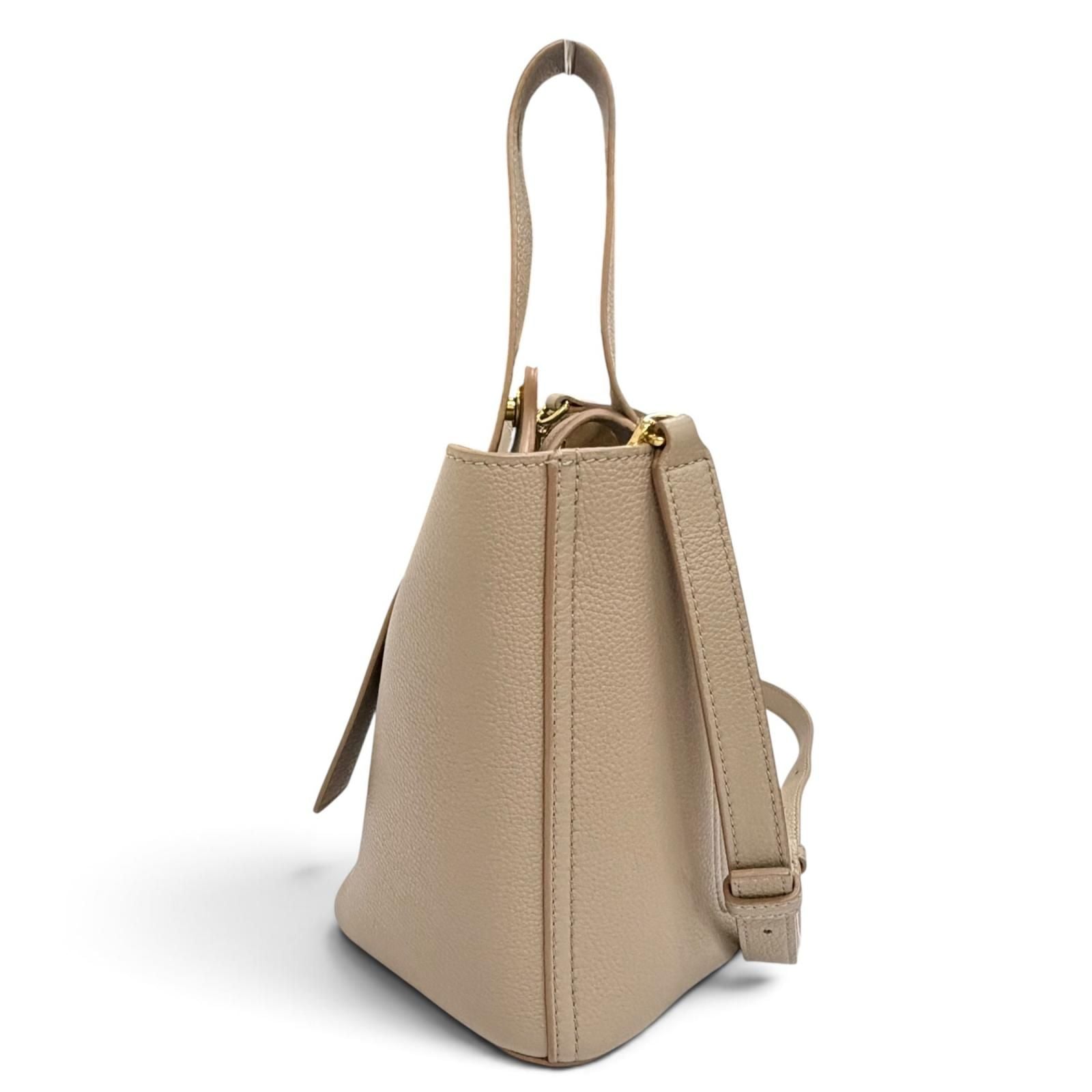 Loewe Pe Bucket Bag Mini Leather Gramgram 2-Way Beige Gold — view 4