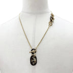 Hermes Pendant PM Buffalo Horn Chain Necklace Gold Brown — view 2