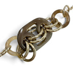 Hermes Pendant PM Buffalo Horn Chain Necklace Gold Brown — view 4