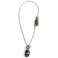 Hermes Pendant PM Buffalo Horn Chain Necklace Gold Brown