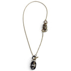 Hermes Pendant PM Buffalo Horn Chain Necklace Gold Brown