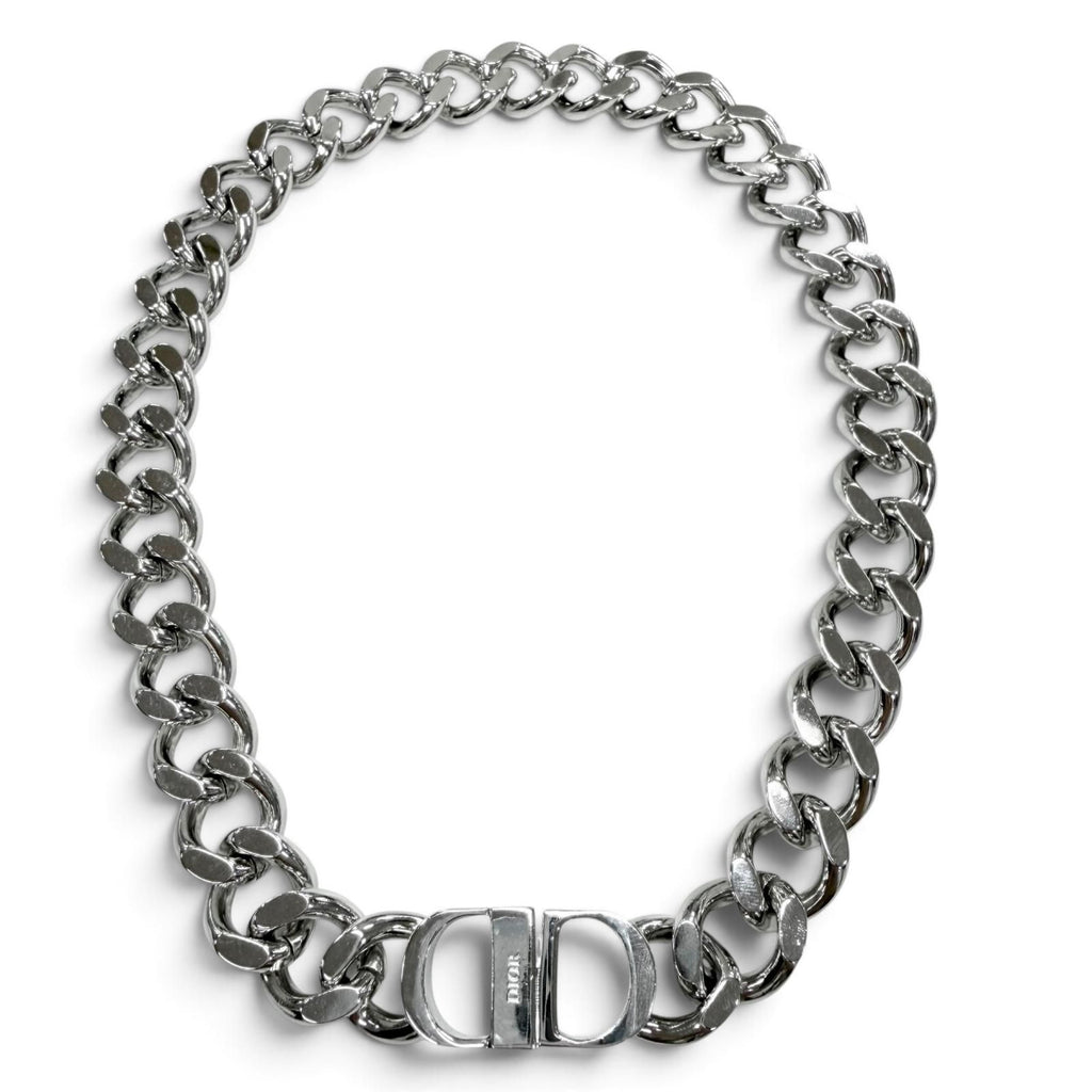 Dior Om CD Icon Chain Link Necklace Silver
