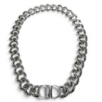 Dior Om CD Icon Chain Link Necklace Silver