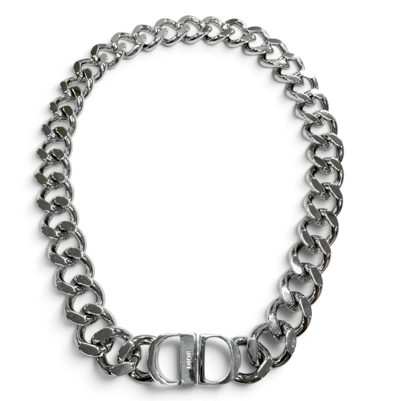 Dior Om CD Icon Chain Link Necklace Silver