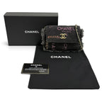Chanel CC Logo Mini Quilted Denim Leather Chain Fringe Shoulder Bag Black — view 2