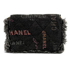 Chanel CC Logo Mini Quilted Denim Leather Chain Fringe Shoulder Bag Black — view 4