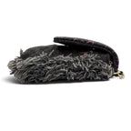 Chanel CC Logo Mini Quilted Denim Leather Chain Fringe Shoulder Bag Black — view 5