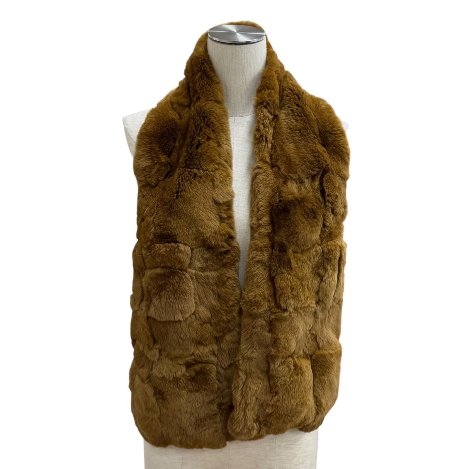 Chanel Vintage Lining 100% Silk Rex Fur Tippet Shawl Brown Scarf — view 2