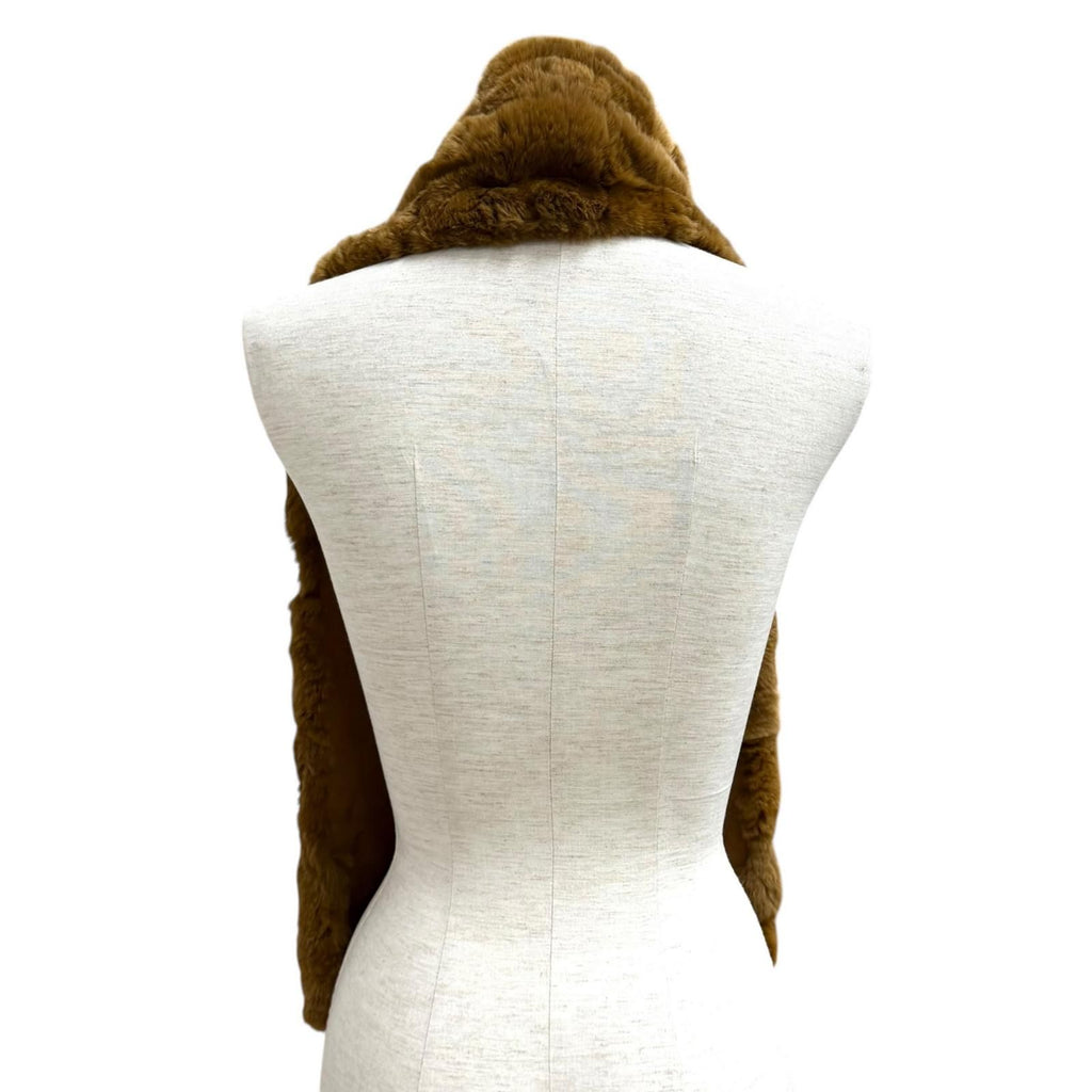 Chanel Vintage Lining 100% Silk Rex Fur Tippet Shawl Brown Scarf — view 4