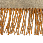 Hermes Scarf Cles de Cashmere Beige Orange Leather Logo Patch Fringe — view 6
