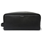 Saint Laurent Paris Grain Calfskin Logo Travel Pouch Clutch Black