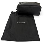 Saint Laurent Paris Grain Calfskin Logo Travel Pouch Clutch Black — view 2
