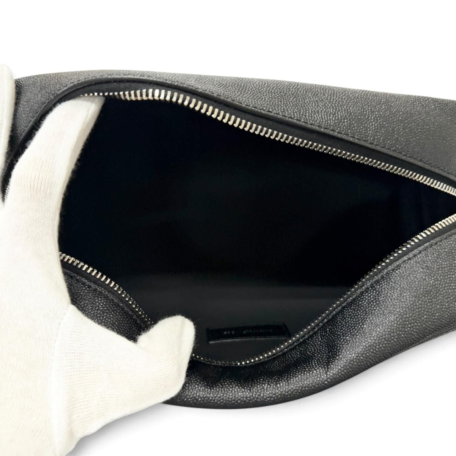 Saint Laurent Paris Grain Calfskin Logo Travel Pouch Clutch Black — view 6
